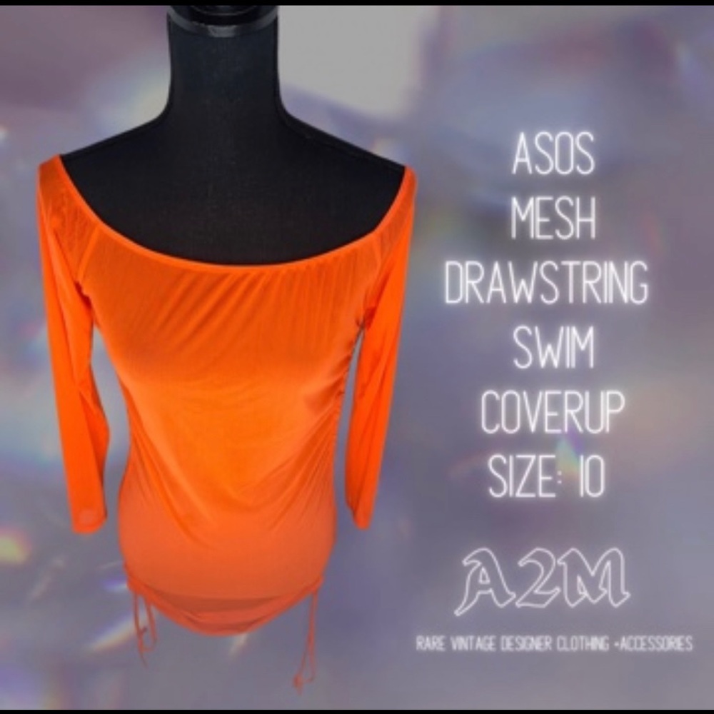 ASOS Neon Orange Mesh Swim Cover up Size 10